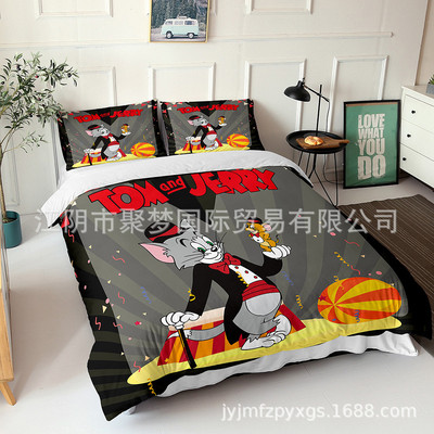 Tom and Jerry Comfortable Bedding Three-Piece Soft and Breathable Duvet Cover - Image 2