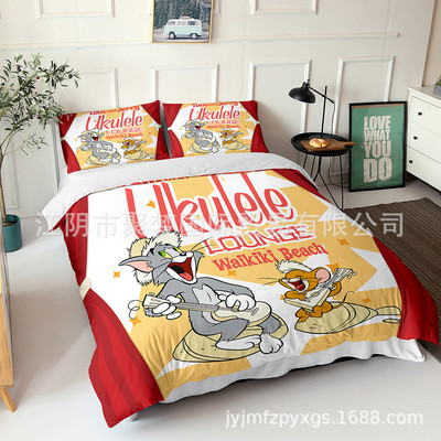 Tom and Jerry Comfortable Bedding Three-Piece Soft and Breathable Duvet Cover - Image 21