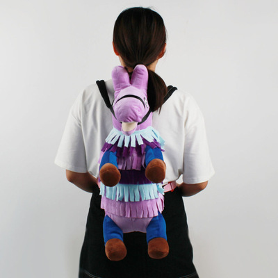 Fortnite Plush Backpack Rainbow Horse Grass Mud Horse Alpaca Backpack School Bag Adult Children Backpack - Image 4