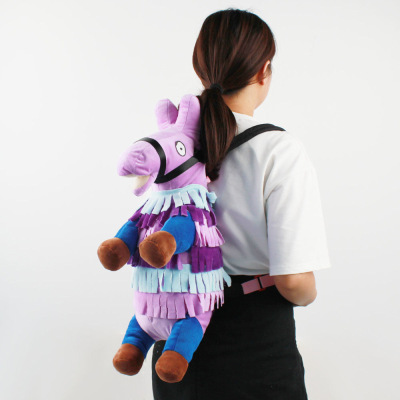 Fortnite Plush Backpack Rainbow Horse Grass Mud Horse Alpaca Backpack School Bag Adult Children Backpack - Image 5