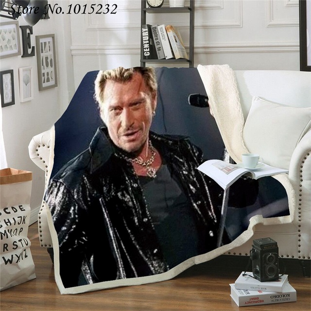 Johnny Hallyday Funny Character Blanket 3D Print Sherpa Blanket on Bed Home Textiles Dreamlike Style - Image 10
