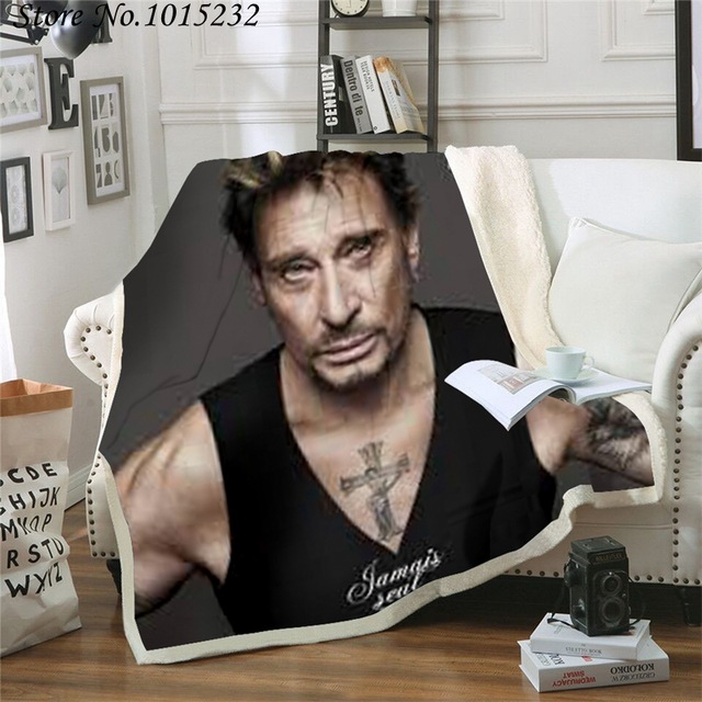 Johnny Hallyday Funny Character Blanket 3D Print Sherpa Blanket on Bed Home Textiles Dreamlike Style - Image 11