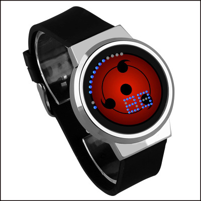 NARUTO Waterproof LED Touch Screen Watch Black Strap Silver Dial - Image 13
