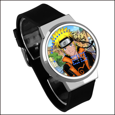 NARUTO Waterproof LED Touch Screen Watch Black Strap Silver Dial - Image 4