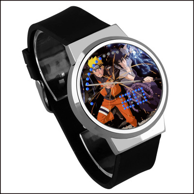 NARUTO Waterproof LED Touch Screen Watch Black Strap Silver Dial - Image 2