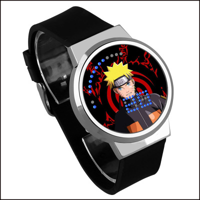 NARUTO Waterproof LED Touch Screen Watch Black Strap Silver Dial - Image 16