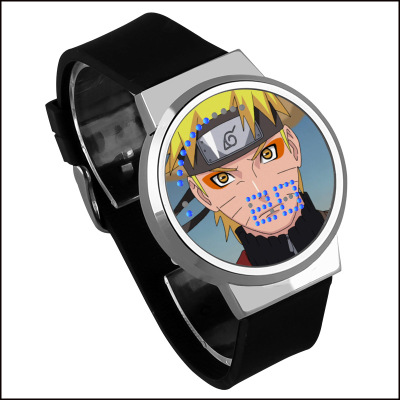 NARUTO Waterproof LED Touch Screen Watch Black Strap Silver Dial - Image 17