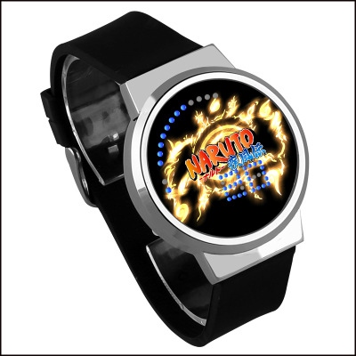 NARUTO Waterproof LED Touch Screen Watch Black Strap Silver Dial - Image 18