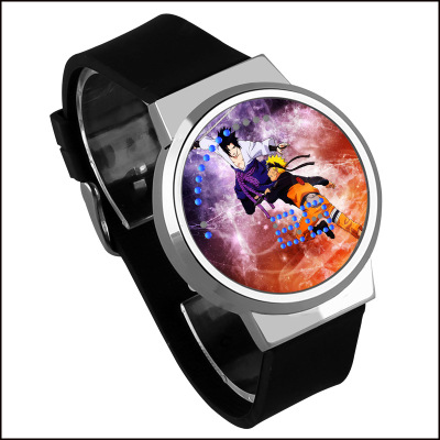 NARUTO Waterproof LED Touch Screen Watch Black Strap Silver Dial - Image 12