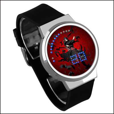 NARUTO Waterproof LED Touch Screen Watch Black Strap Silver Dial - Image 9
