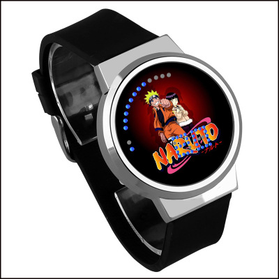 NARUTO Waterproof LED Touch Screen Watch Black Strap Silver Dial - Image 7