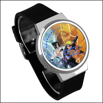 NARUTO Waterproof LED Touch Screen Watch Black Strap Silver Dial - Image 6