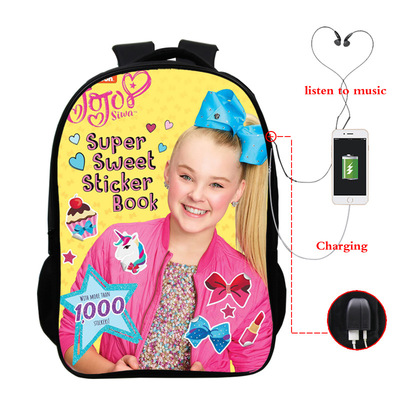 JoJo Siwa USB Charge Backpack Mega Charizard Split Students Boys Girls Knapsack Men Women Travel Laptop Rucksack