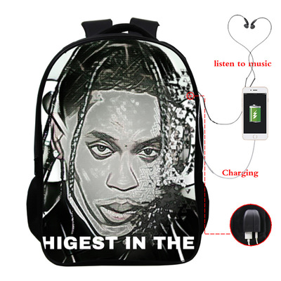 Travis Scott USB Charge Backpack Mega Charizard Split Students Boys Girls Knapsack Men Women Travel Laptop Rucksack - Image 12