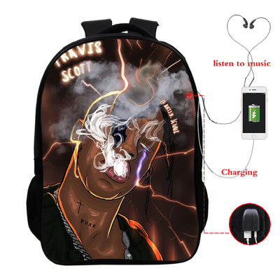 Travis Scott USB Charge Backpack Mega Charizard Split Students Boys Girls Knapsack Men Women Travel Laptop Rucksack - Image 13