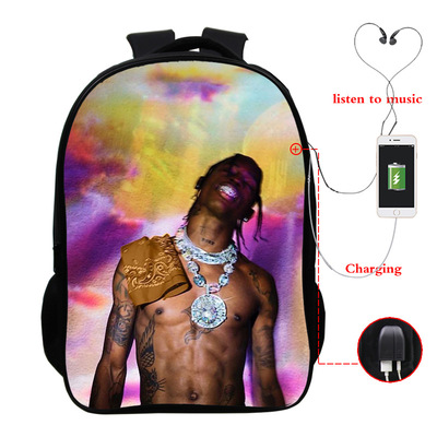 Travis Scott USB Charge Backpack Mega Charizard Split Students Boys Girls Knapsack Men Women Travel Laptop Rucksack - Image 15