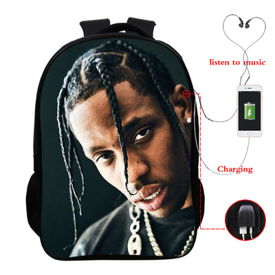 Travis Scott USB Charge Backpack Mega Charizard Split Students Boys Girls Knapsack Men Women Travel Laptop Rucksack - Image 16