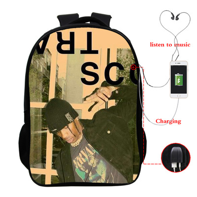 Travis Scott USB Charge Backpack Mega Charizard Split Students Boys Girls Knapsack Men Women Travel Laptop Rucksack - Image 17