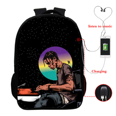 Travis Scott USB Charge Backpack Mega Charizard Split Students Boys Girls Knapsack Men Women Travel Laptop Rucksack - Image 19