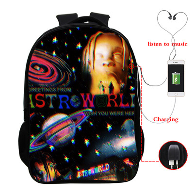 Travis Scott USB Charge Backpack Mega Charizard Split Students Boys Girls Knapsack Men Women Travel Laptop Rucksack - Image 20