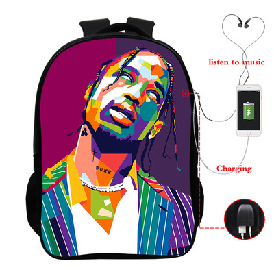Travis Scott USB Charge Backpack Mega Charizard Split Students Boys Girls Knapsack Men Women Travel Laptop Rucksack - Image 21