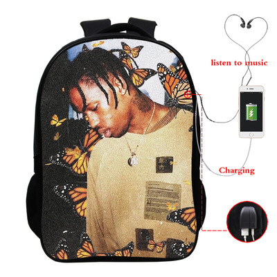 Travis Scott USB Charge Backpack Mega Charizard Split Students Boys Girls Knapsack Men Women Travel Laptop Rucksack - Image 22