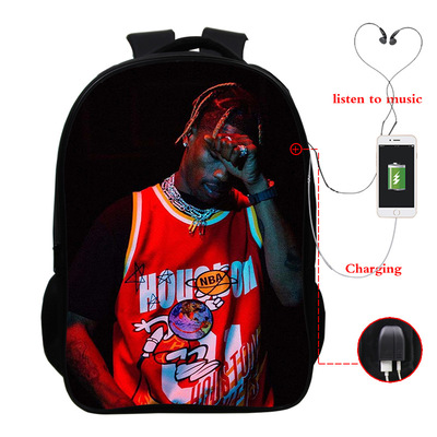 Travis Scott USB Charge Backpack Mega Charizard Split Students Boys Girls Knapsack Men Women Travel Laptop Rucksack - Image 25