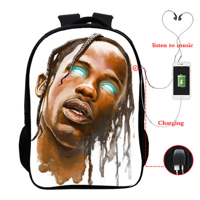 Travis Scott USB Charge Backpack Mega Charizard Split Students Boys Girls Knapsack Men Women Travel Laptop Rucksack - Image 2