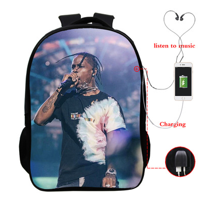 Travis Scott USB Charge Backpack Mega Charizard Split Students Boys Girls Knapsack Men Women Travel Laptop Rucksack - Image 3