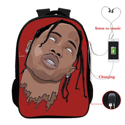 Travis Scott USB Charge Backpack Mega Charizard Split Students Boys Girls Knapsack Men Women Travel Laptop Rucksack - Image 7
