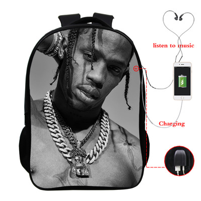 Travis Scott USB Charge Backpack Mega Charizard Split Students Boys Girls Knapsack Men Women Travel Laptop Rucksack - Image 9