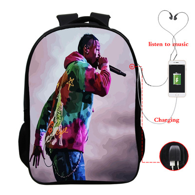 Travis Scott USB Charge Backpack Mega Charizard Split Students Boys Girls Knapsack Men Women Travel Laptop Rucksack - Image 10