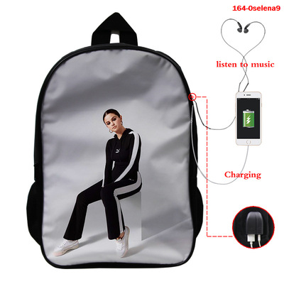 Selena Gomez USB Charge Backpack Mega Charizard Split Students Boys Girls Knapsack Men Women Travel Laptop Rucksack - Image 4