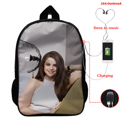 Selena Gomez USB Charge Backpack Mega Charizard Split Students Boys Girls Knapsack Men Women Travel Laptop Rucksack - Image 5