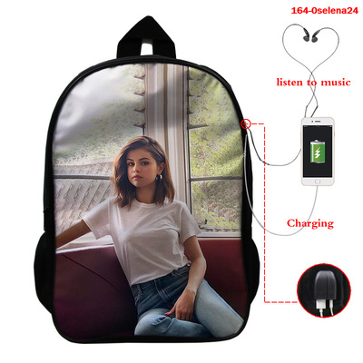 Selena Gomez USB Charge Backpack Mega Charizard Split Students Boys Girls Knapsack Men Women Travel Laptop Rucksack - Image 15