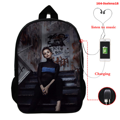 Selena Gomez USB Charge Backpack Mega Charizard Split Students Boys Girls Knapsack Men Women Travel Laptop Rucksack - Image 22