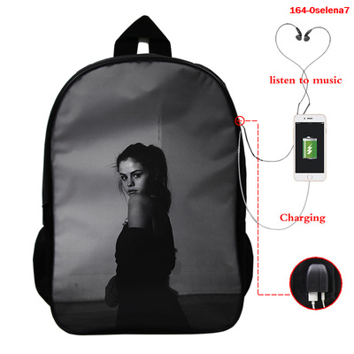 Selena Gomez USB Charge Backpack Mega Charizard Split Students Boys Girls Knapsack Men Women Travel Laptop Rucksack - Image 2