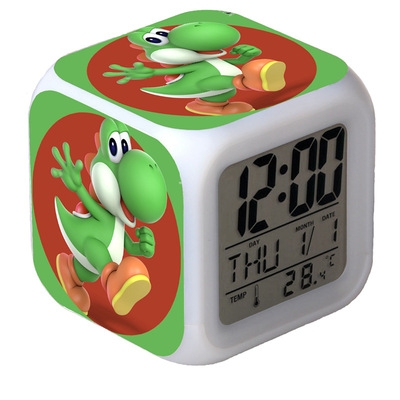 Super Mario 7 Colors Change Digital Alarm LED Clock Gift - Image 10
