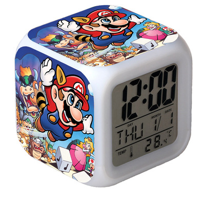 Super Mario 7 Colors Change Digital Alarm LED Clock Gift - Image 11