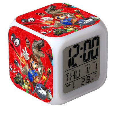 Super Mario 7 Colors Change Digital Alarm LED Clock Gift - Image 12