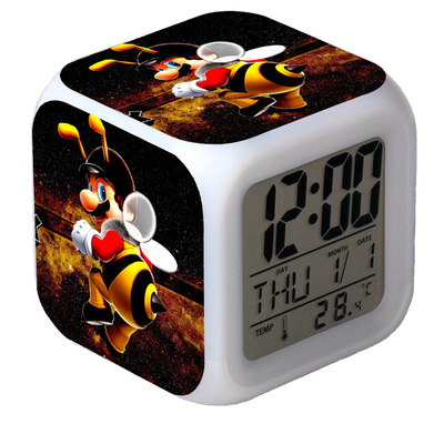 Super Mario 7 Colors Change Digital Alarm LED Clock Gift - Image 13