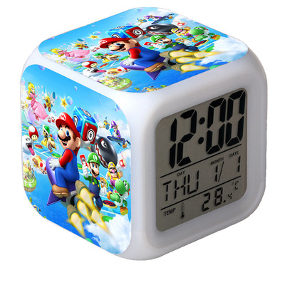 Super Mario 7 Colors Change Digital Alarm LED Clock Gift - Image 14