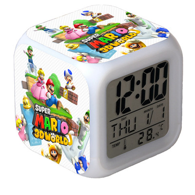 Super Mario 7 Colors Change Digital Alarm LED Clock Gift - Image 15