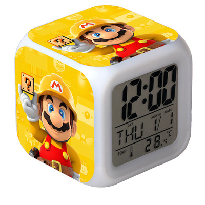 Super Mario 7 Colors Change Digital Alarm LED Clock Gift - Image 16