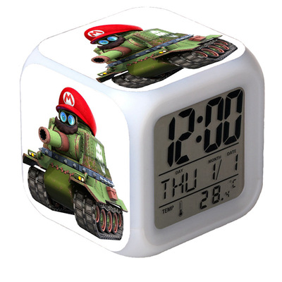 Super Mario 7 Colors Change Digital Alarm LED Clock Gift - Image 17