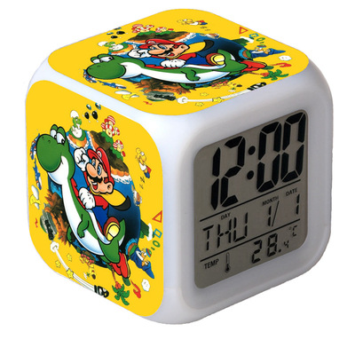 Super Mario 7 Colors Change Digital Alarm LED Clock Gift - Image 18