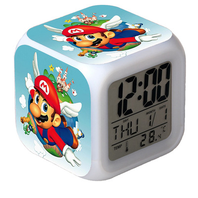 Super Mario 7 Colors Change Digital Alarm LED Clock Gift - Image 20