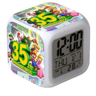 Super Mario 7 Colors Change Digital Alarm LED Clock Gift - Image 21