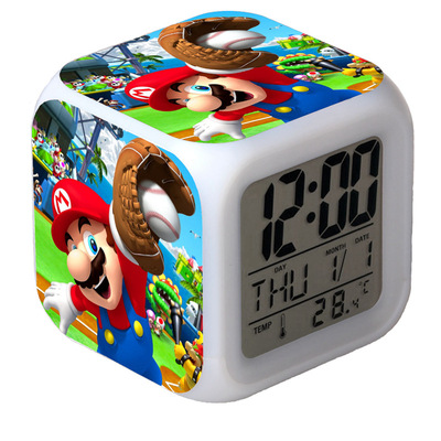 Super Mario 7 Colors Change Digital Alarm LED Clock Gift - Image 23