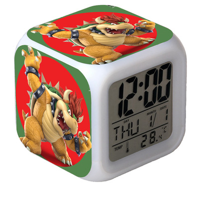 Super Mario 7 Colors Change Digital Alarm LED Clock Gift - Image 24
